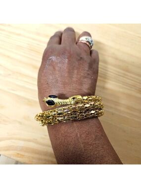 Gold-tone Expandable Coil Snake Bracelet